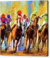 Colorful Horse Racing Impressionist Paintings Canvas Print
