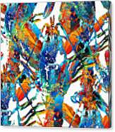 Colorful Lobster Collage Art - Sharon Cummings Canvas Print