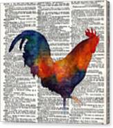 Colorful Rooster On Vintage Dictionary Canvas Print