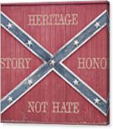 Confederate Flag On Wooden Door Canvas Print