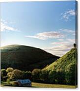 Corfe Castle Morning Panoramic Canvas Print