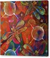 Cosmic Dragonflies Ii Pattern Art Canvas Print