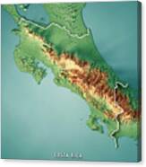 Costa Rica 3d Render Topographic Map Border Canvas Print