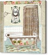Cottage Roses - Victorian Claw Foot Tub Bathroom Art Canvas Print