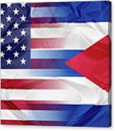Cuba And Usa Flags Canvas Print