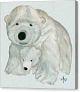 Cuddly Polar Bear Watercolor Canvas Print