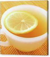 Cup Of Tea With Lemon In Warm Golden Light Canvas Print