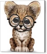 Cute Cheetah Cub Wearing Glasses Canvas Print