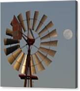 Dakota Windmill And Moon Canvas Print