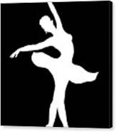 Dancing Ballerina White Silhouette Canvas Print