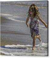 Dancing In The Surf With A Pink Pacifier Canvas Print