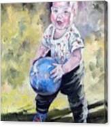 David With His Blue Ball Canvas Print