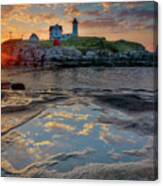 Dawn Breaking At Nubble Canvas Print