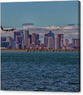 Delta Airlines Lands In Boston Canvas Print