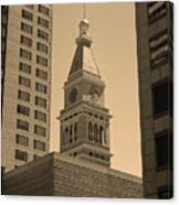 Denver - Historic D F Clocktower 2 Sepia Canvas Print