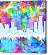 Detroit Skyline Watercolor Vibrant Canvas Print
