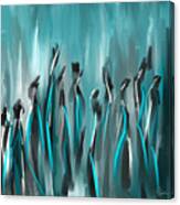 Differences - Turquoise Gray And Black Art Canvas Print