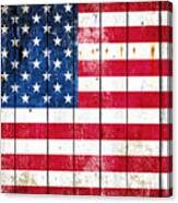 Distressed American Flag On Wood Planks - Horizontal Canvas Print