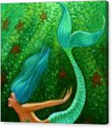 Diving Mermaid Fantasy Art Canvas Print