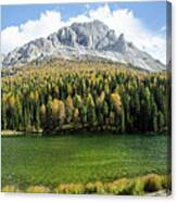 Dolomite Mountain Lake Panaorama Canvas Print