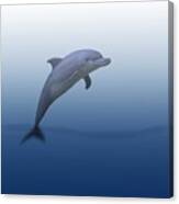 Dolphin In Ocean Blue Canvas Print