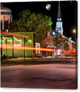 Downtown Bentonville Under A Full Moon Canvas Print