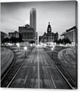 Downtown Dallas Texas Black And White Skyline 1x1 Canvas Print