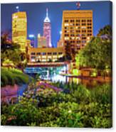 Downtown Indianapolis Skyline At Night Canvas Print