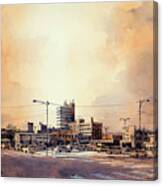 Downtown Lubbock From 14th And Buddy Holly Canvas Print