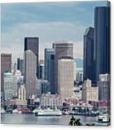 Downtown Seattle And Ferries Canvas Print