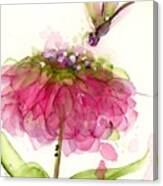 Dragonfly And Zinnia Canvas Print