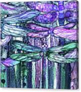 Dragonfly Bloomies 4 - Lavender Teal Canvas Print