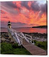 Dramatic Sunset At Marshall Point Lighthouse Canvas Print