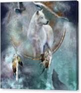 Dream Catcher - Spirit Of The White Wolf Canvas Print
