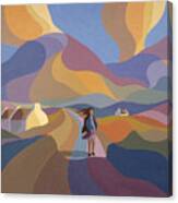 Dreamscape With Girl And Cottage Canvas Print