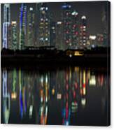 Dubai City Skyline Nighttime Canvas Print
