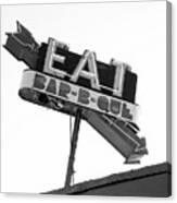 Eat Barbecue Vintage Sign -black And White Photograph Canvas Print