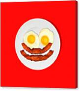 Eat Breakfast And Smile All Day Red Canvas Print