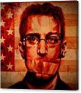 Edward Snowden Portrait Fresh Blood Canvas Print