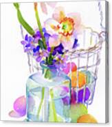 Egg Basket With Flowers Canvas Print