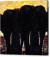 Elephants  Sunset Canvas Print