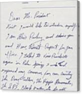 Elvis Presley Letter To President Richard Nixon Canvas Print