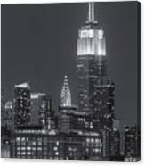 Empire State And Chrysler Buildings At Twilight Ii Canvas Print