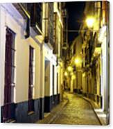 Empty Street At Night In Seville Canvas Print