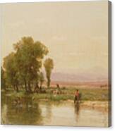 Encampment On The Platte River Canvas Print