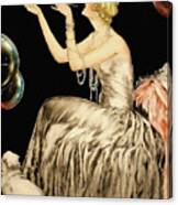 Enchanting Whimsical French Art Deco Woman Fashion Illustration Canvas Print