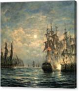 Engagement Between The 'bonhomme Richard' And The ' Serapis' Off Flamborough Head Canvas Print