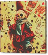 Evil Clown Doll On Playing Cards Canvas Print