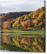 Fall Colors Winona Mn West Lake And Woodlawn Cemetery Canvas Print