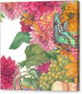 Fall Florals With Illustrated Butterfly Canvas Print